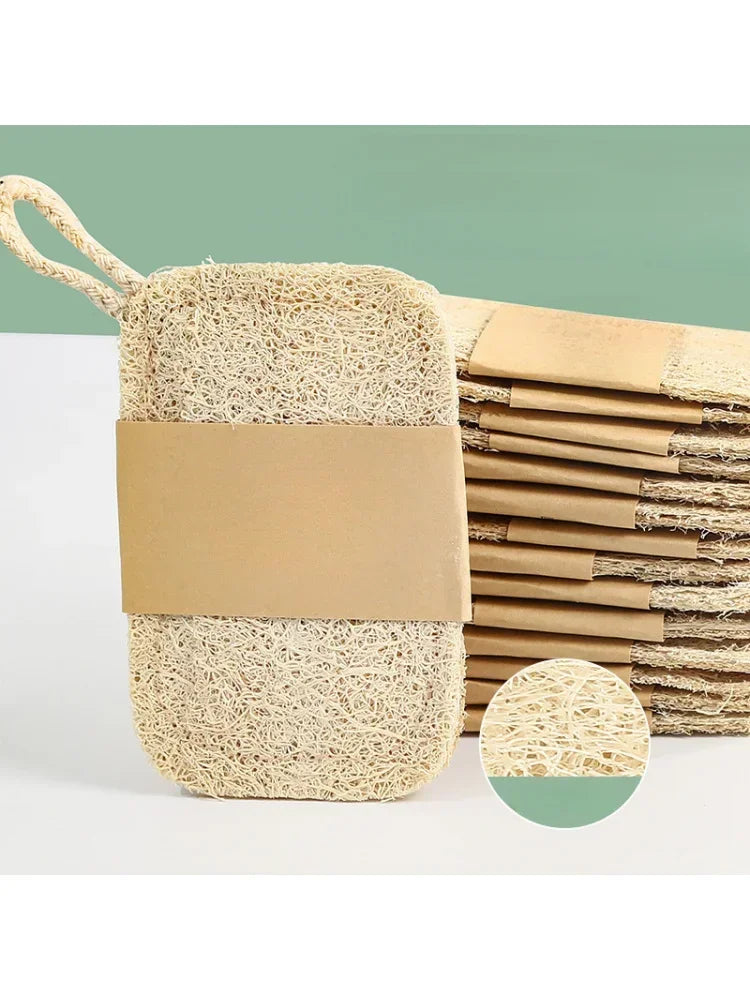 Natural Loofah Exfoliating Sponges, 6-Pack — Bamboo Fiber Body Scrubbers