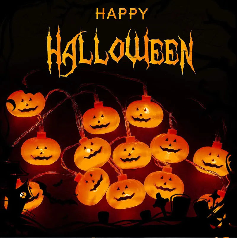 Halloween LED String Lights – Skull, Pumpkin & Bat Fairy Light Garland for Indoor/Outdoor Decor (22 Styles)