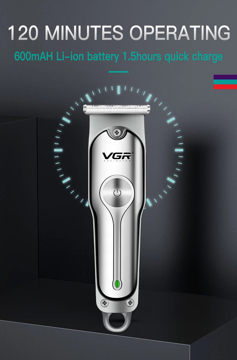 Heavy-Duty Stainless Steel Hair & Beard Trimmer – Professional Cordless Clipper