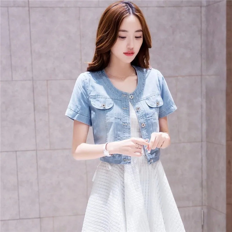 Women's Half Sleeve Denim Jacket