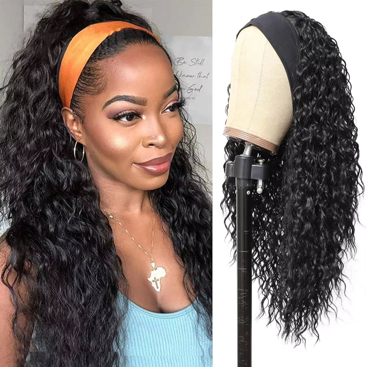 Deep Water Wave Human Hair Headband Wig