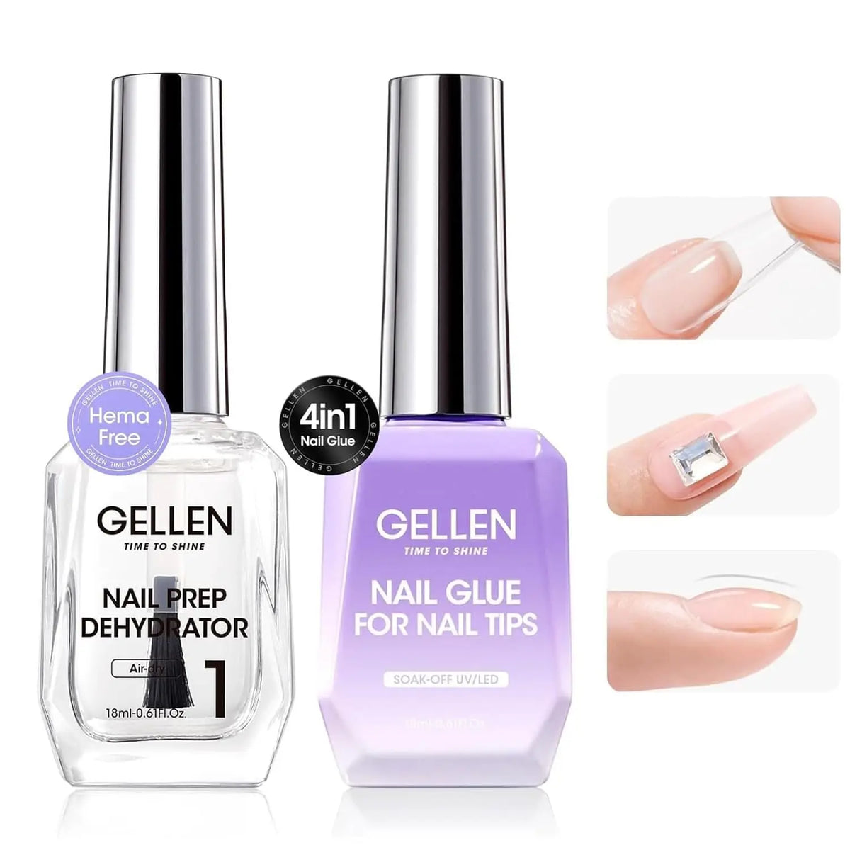 GELLEN 4-Piece Nail Care Kit – Base & Top Coat with Cuticle Care