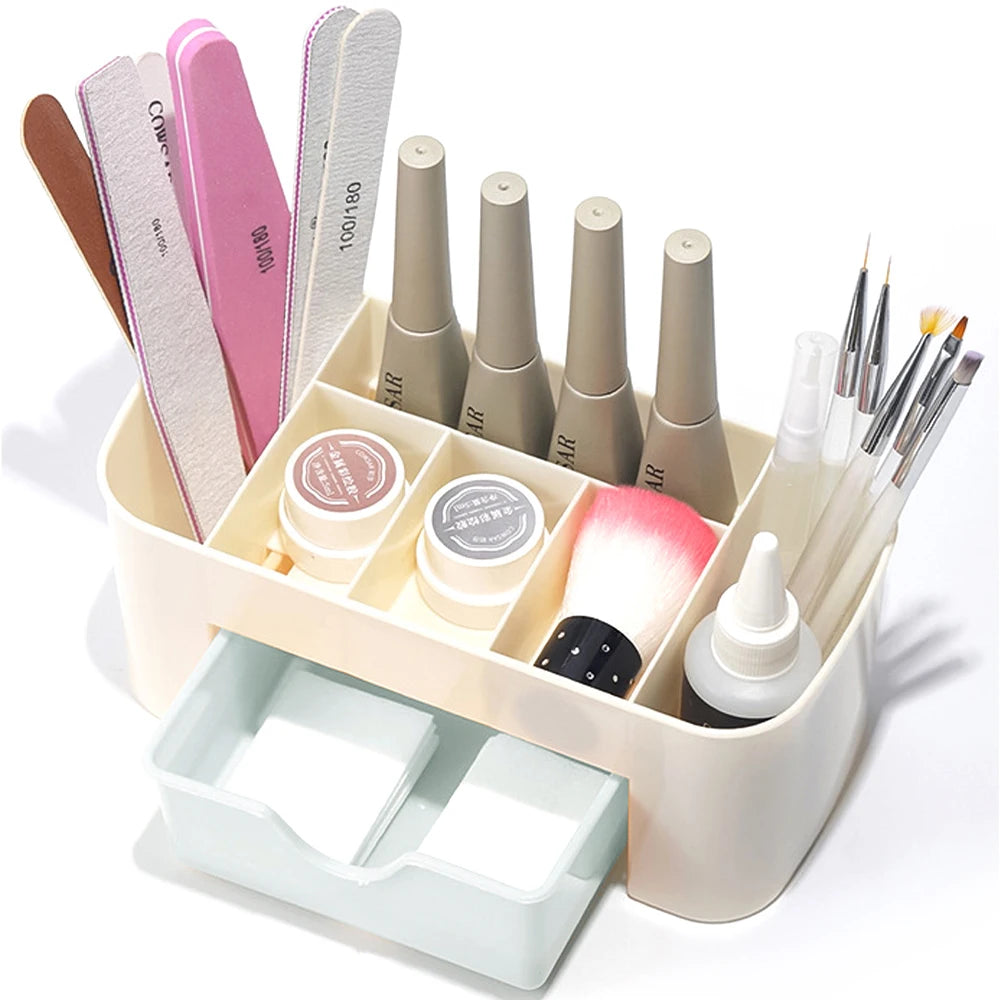 Nail Art Organizer Box – Desktop Drawer Storage for Cosmetics & Tools
