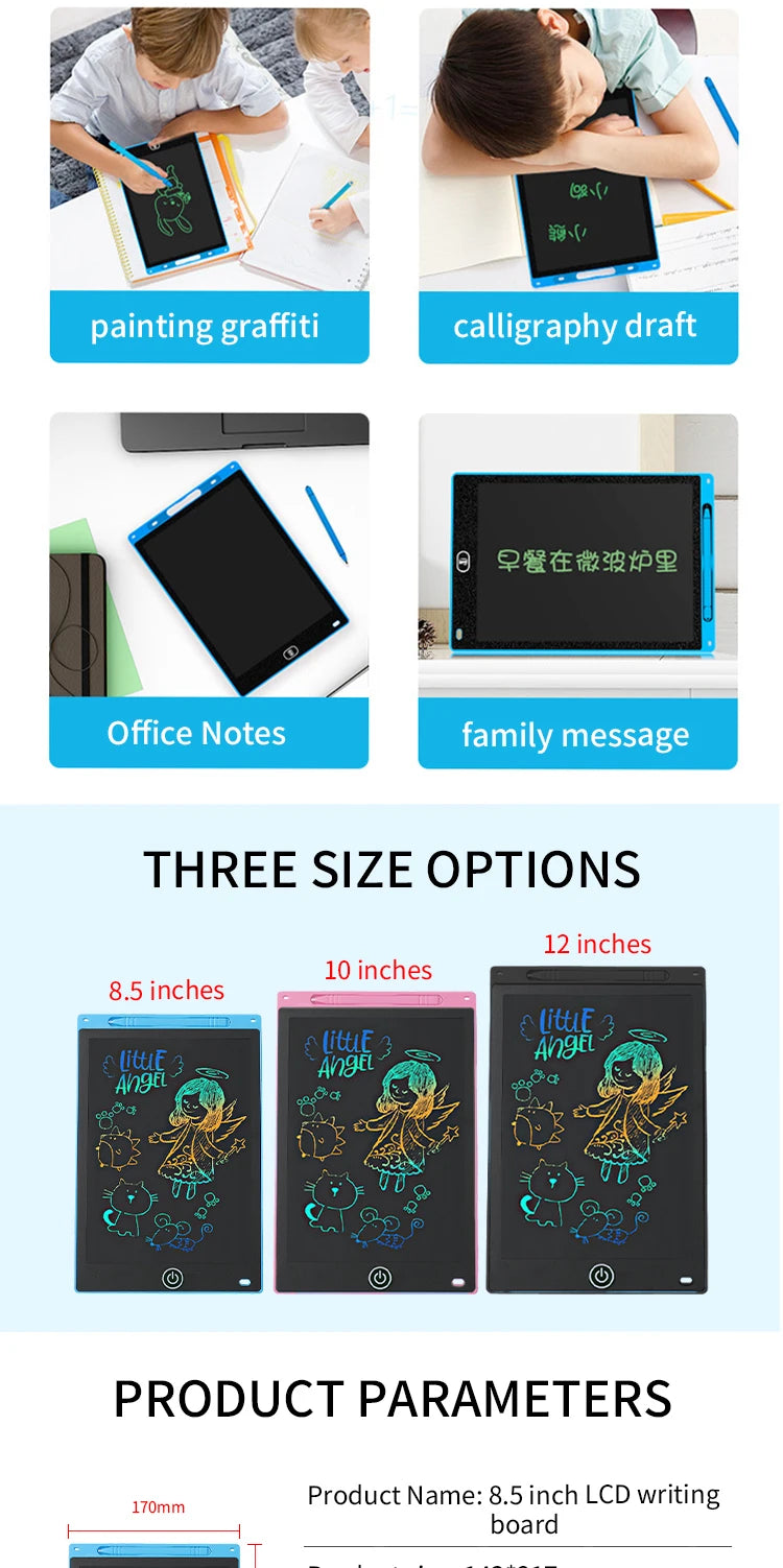 Kids LCD Drawing Tablet – Rechargeable Erasable Doodle Board