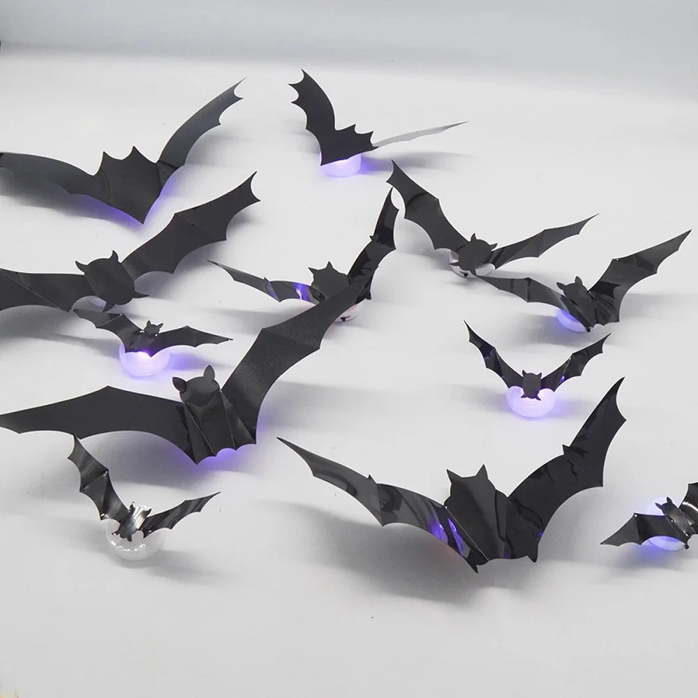 LED Halloween Bat Night Lights – 3D Window & Wall Decor (12/24 Pack)