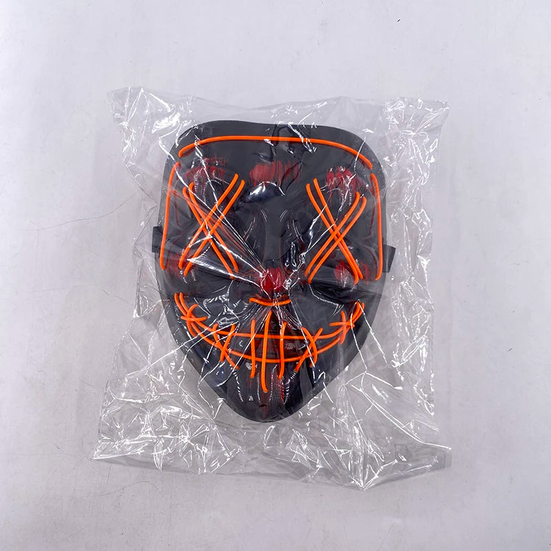 Neon LED Halloween Mask – Light-Up Horror Cosplay Party Mask