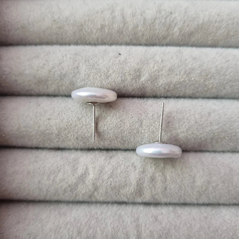 Baroque Button Pearl Stud Earrings