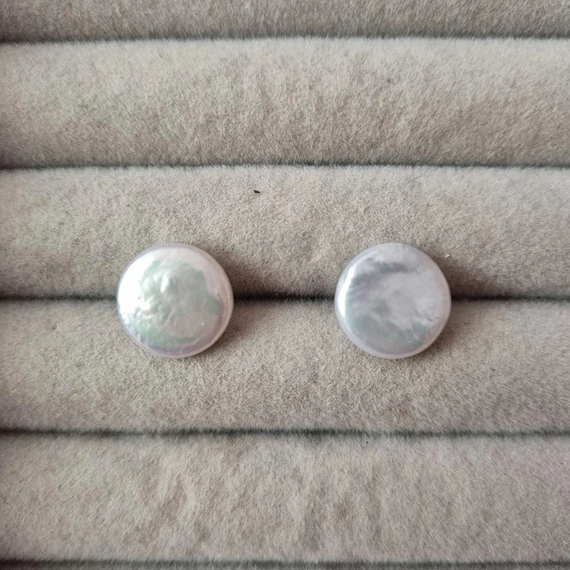 Baroque Button Pearl Stud Earrings