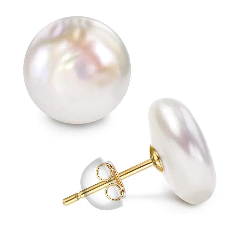Baroque Button Pearl Stud Earrings
