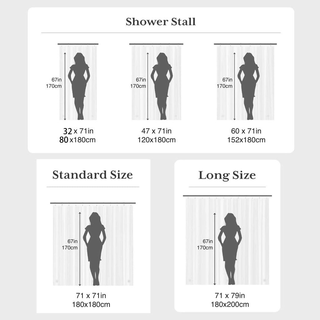 Leaf Pattern Shower Curtain – Waterproof Bathroom Curtain with Hooks