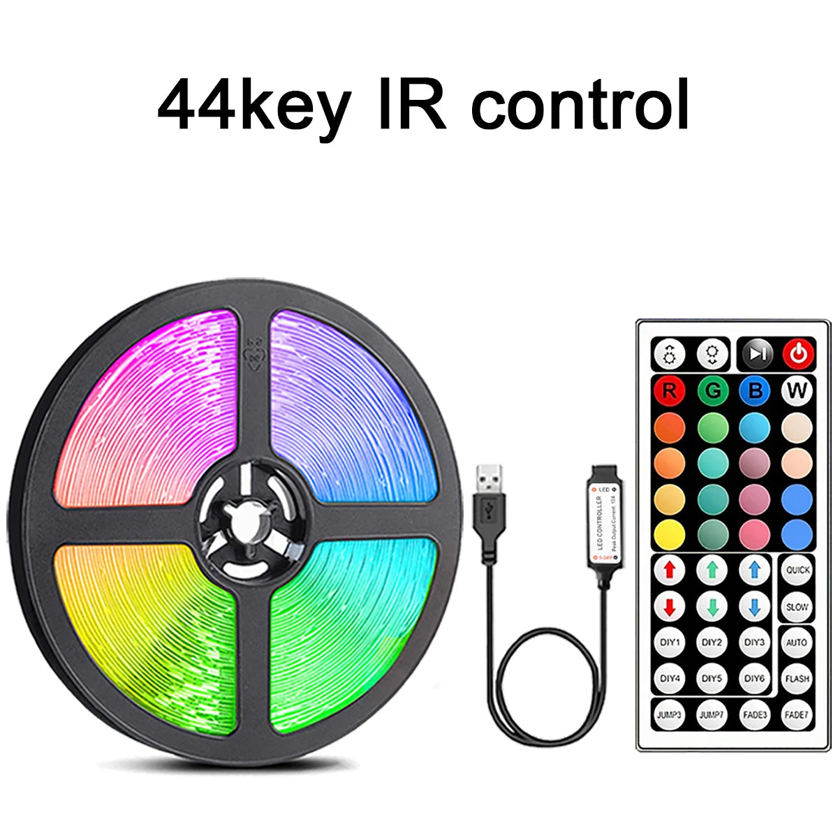ChromaGlow RGB LED Strip Lights with Remote – 44-Key Color Changing Tape Light