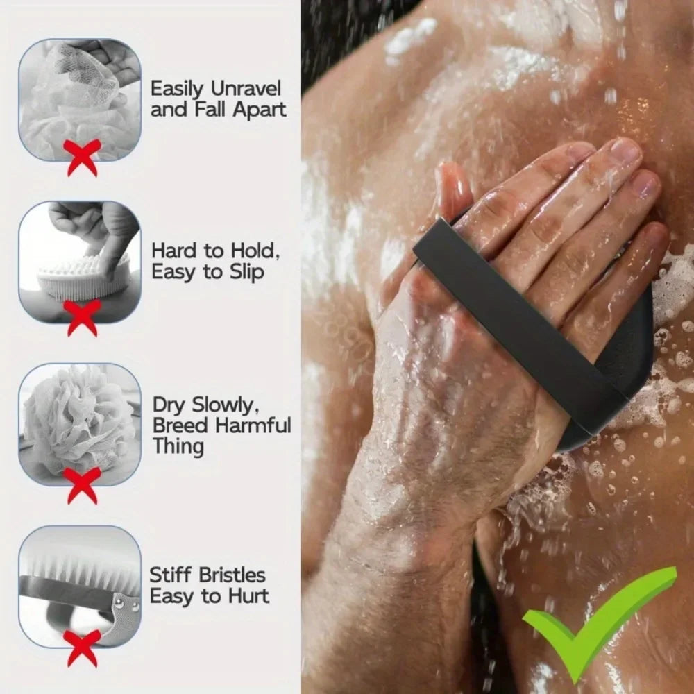 Soft Silicone Back Brush — Bath Shower Scrubber with Handle
