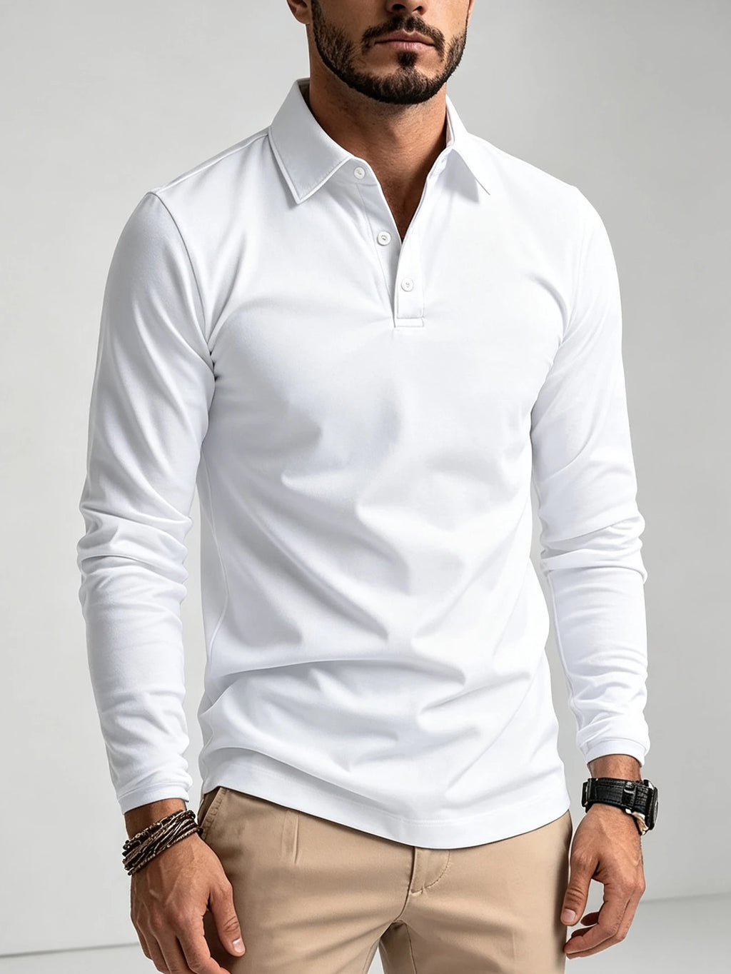 Men's Relaxed Fit Long-Sleeve Polo Shirt