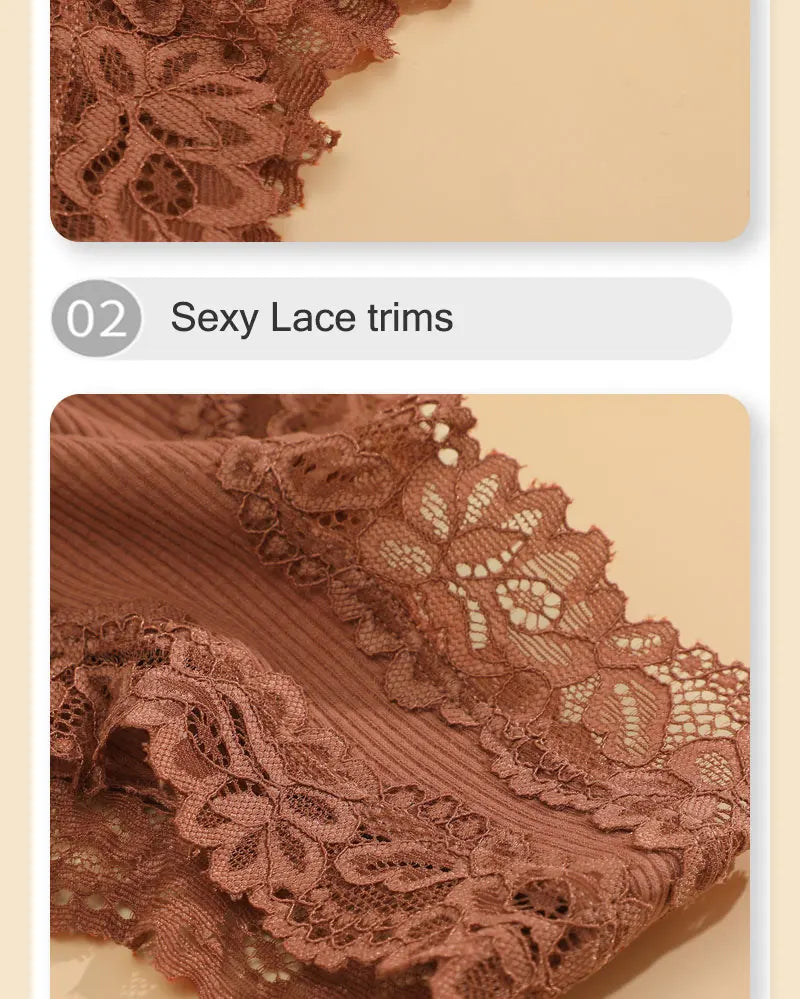 Women's Lace Seamless Brazilian Panties, 3-Pack — Cotton Ribbed Intimates