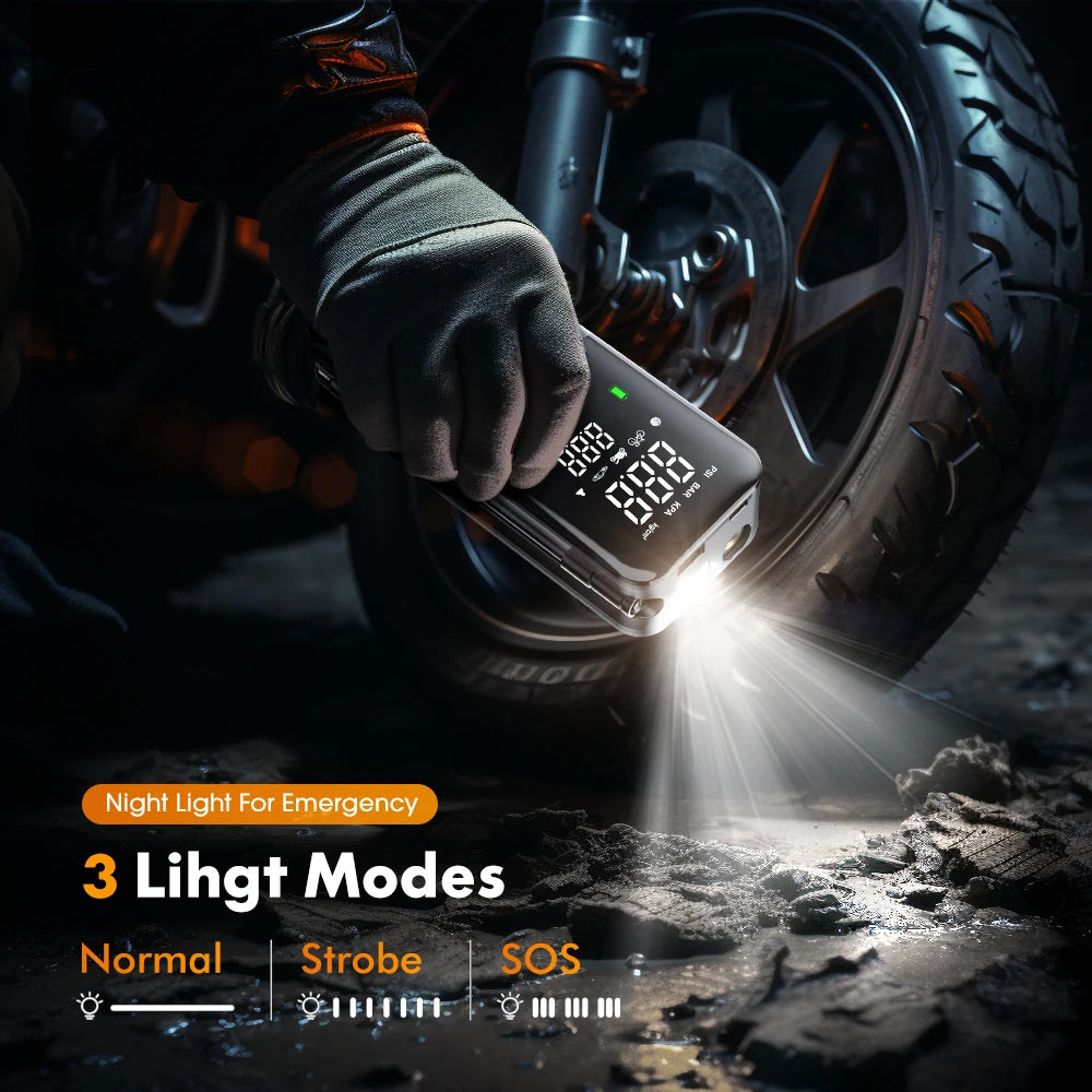Rechargeable Cordless Tire Inflator – Portable Air Compressor with Digital Display (Car, Motorcycle, Bike, Balls)