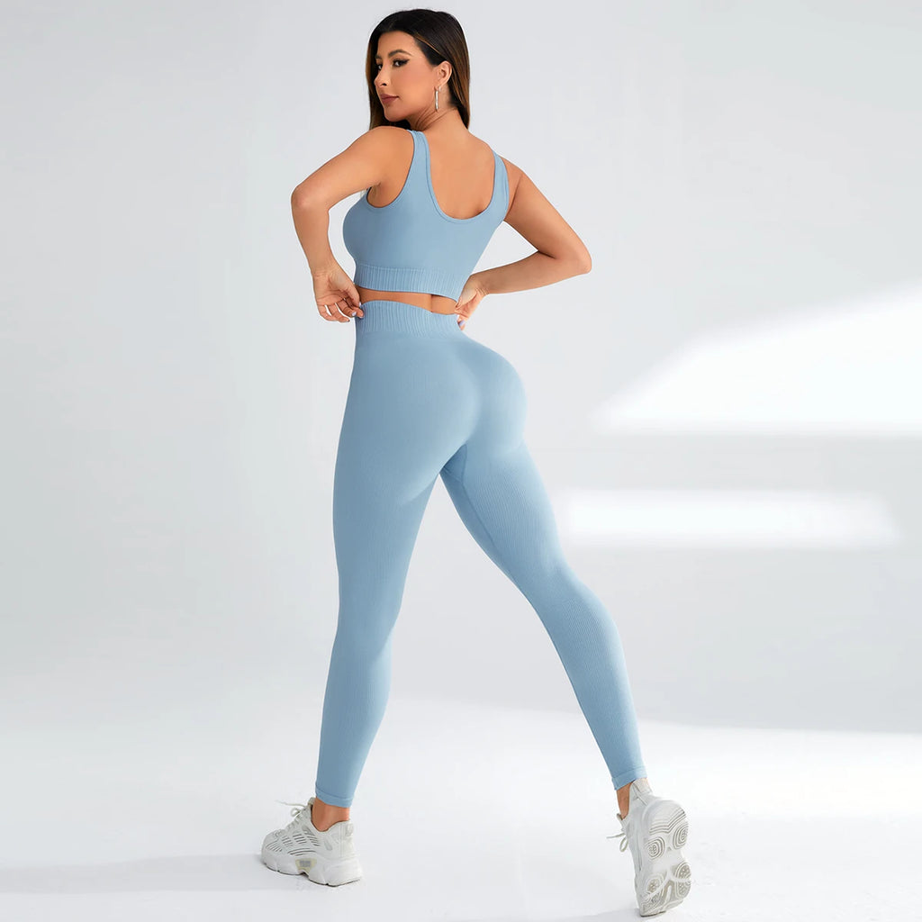 Women's 2-Piece Workout Set – High Waist Leggings & Sports Bra
