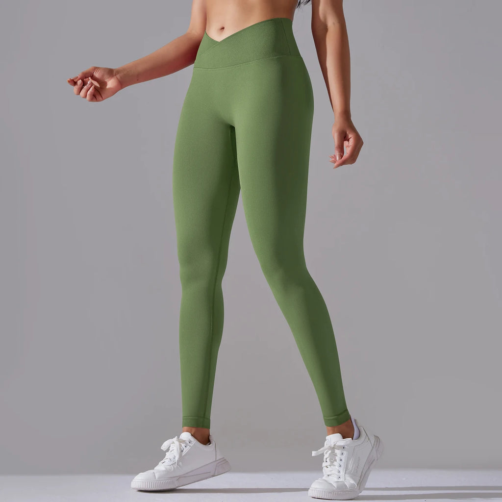CrossWaist Seamless High-Waist Yoga Leggings