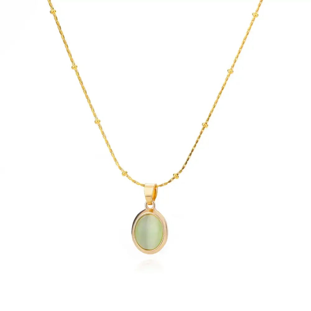 Opal Oval Pendant Necklace