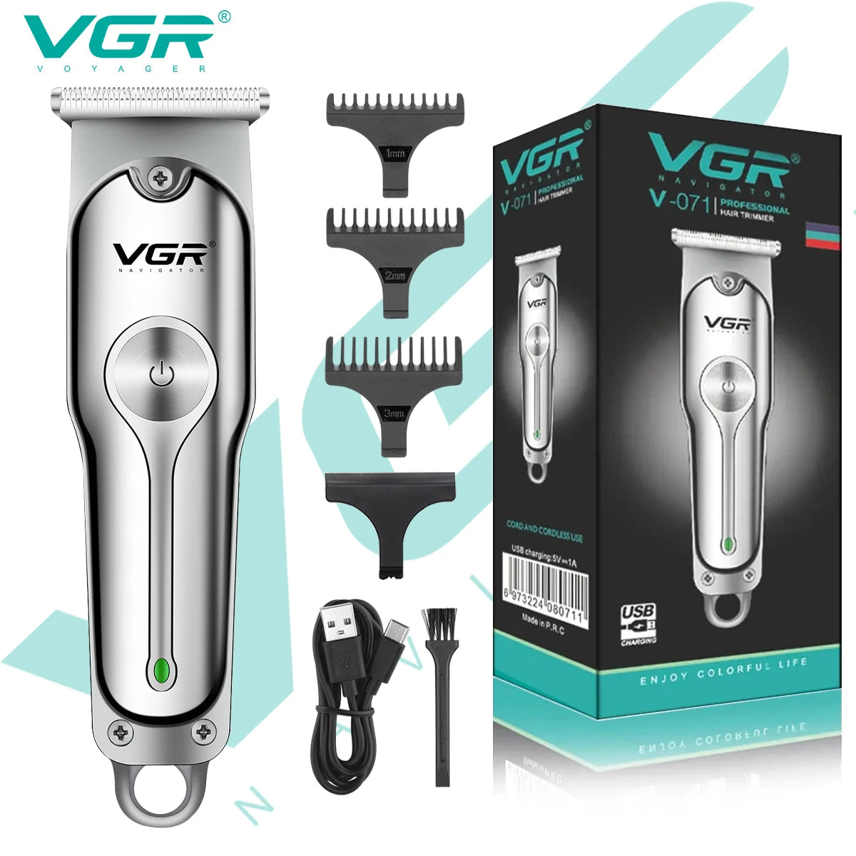 Heavy-Duty Stainless Steel Hair & Beard Trimmer – Professional Cordless Clipper