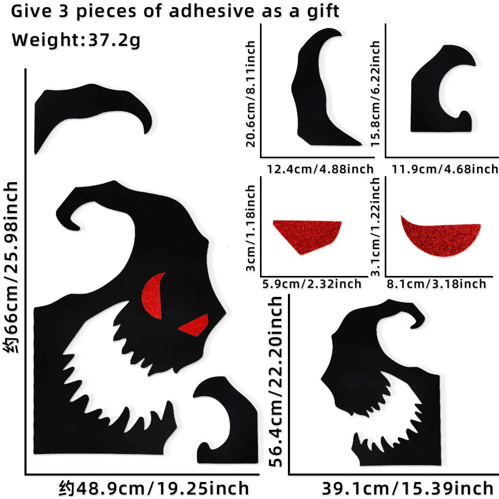 Halloween Felt Window Stickers – Spooky Devil, Witch & Ghost Glass Decals (7 Cute Styles)