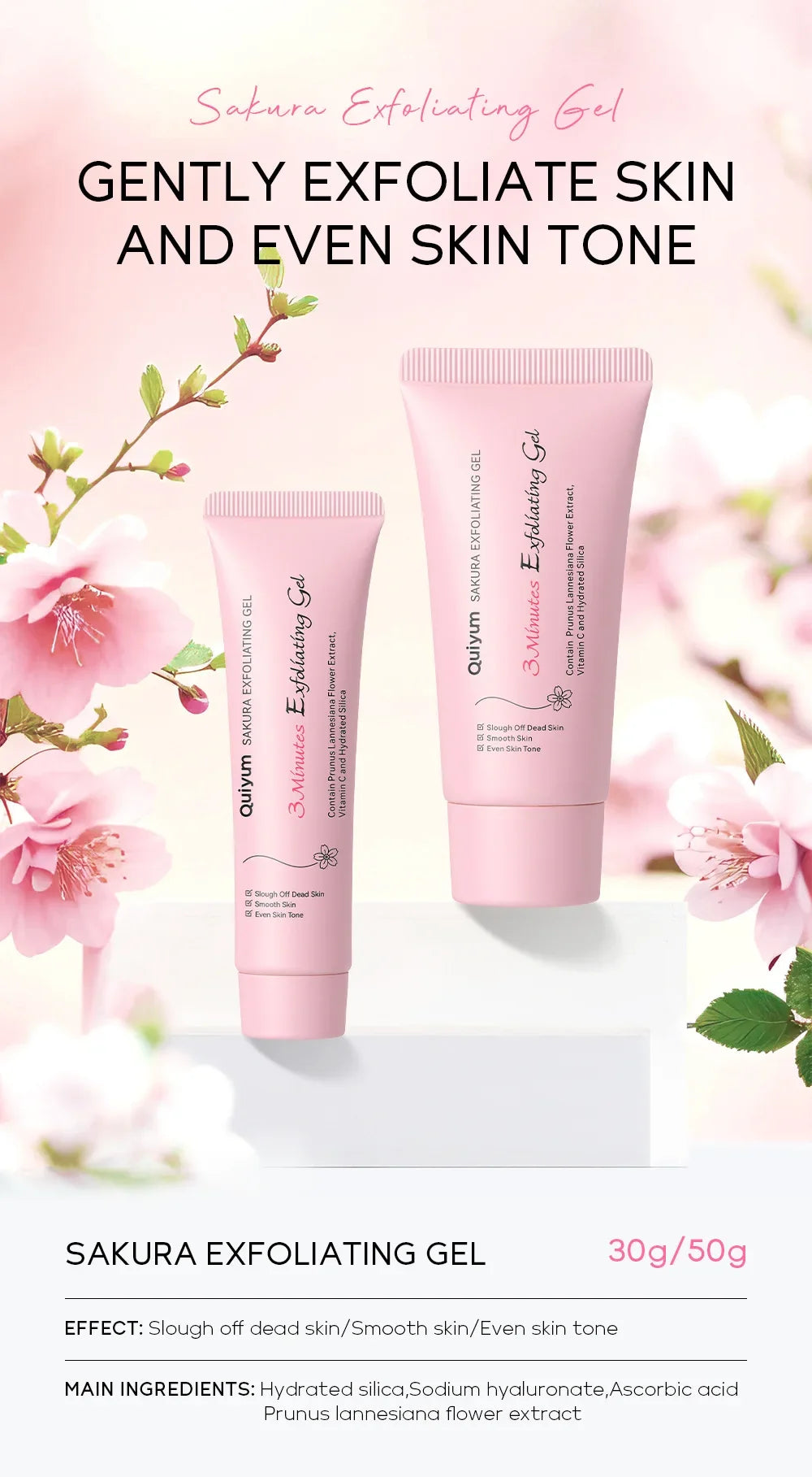 Sakura Exfoliating Peeling Gel – Gentle 3-Minute Facial Exfoliator