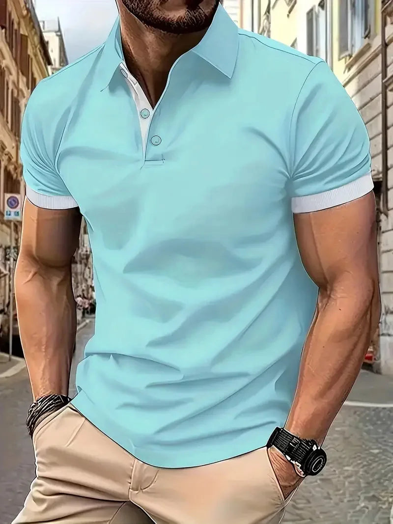 Men's Color Block Slim Fit Polo Shirt
