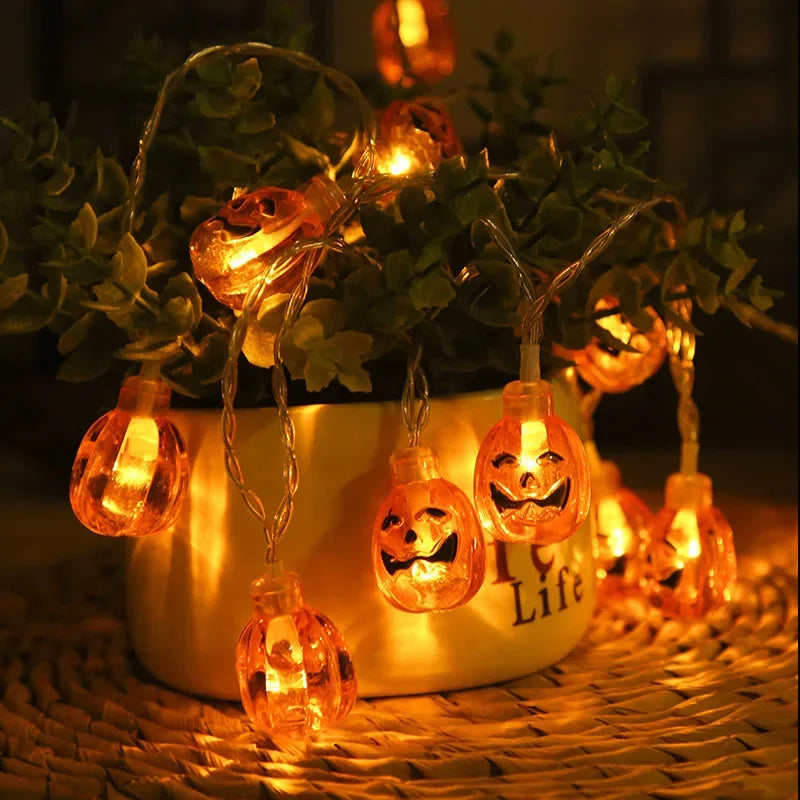 Halloween LED String Lights – Skull, Pumpkin & Bat Fairy Light Garland for Indoor/Outdoor Decor (22 Styles)