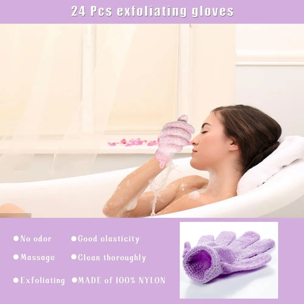 Exfoliating Bath Gloves, 24-Pack — Spa Massage Scrub Gloves
