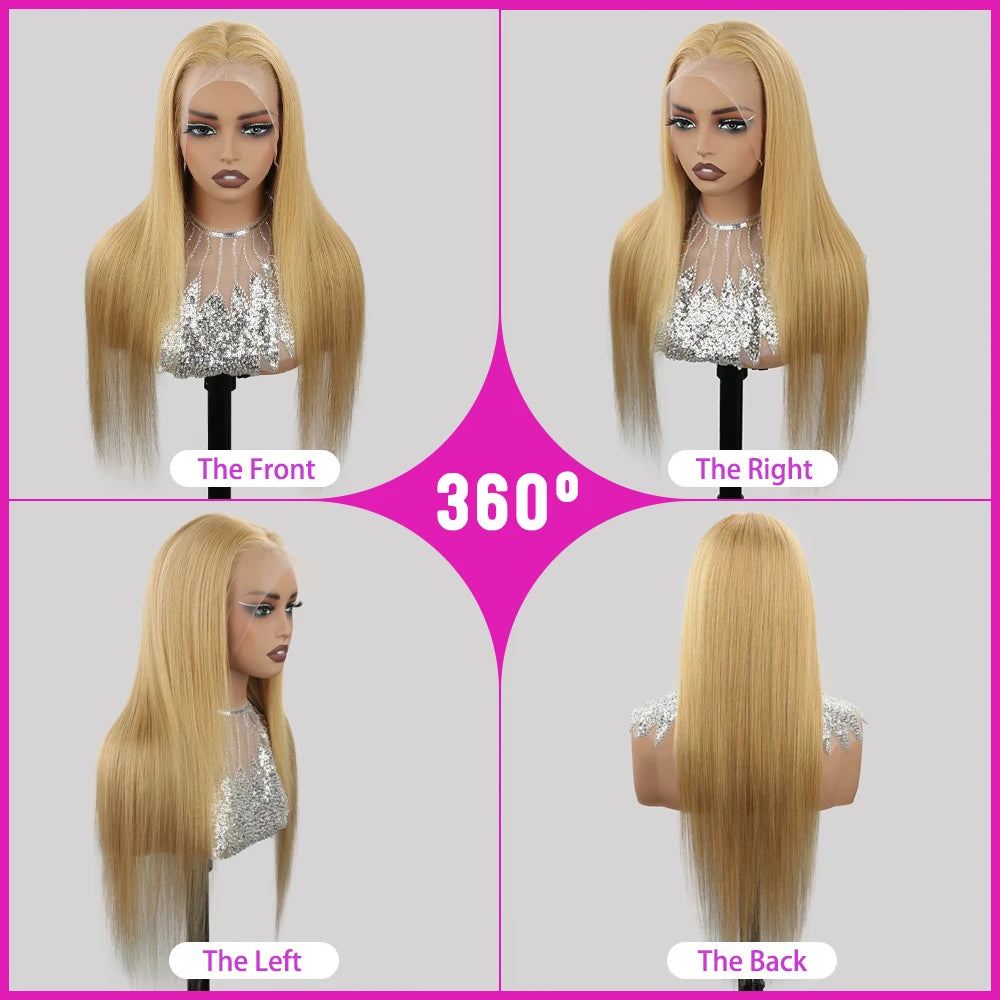 Honey Blonde 13x4 Lace Front Wig – Pre-Plucked Straight, 180% Density