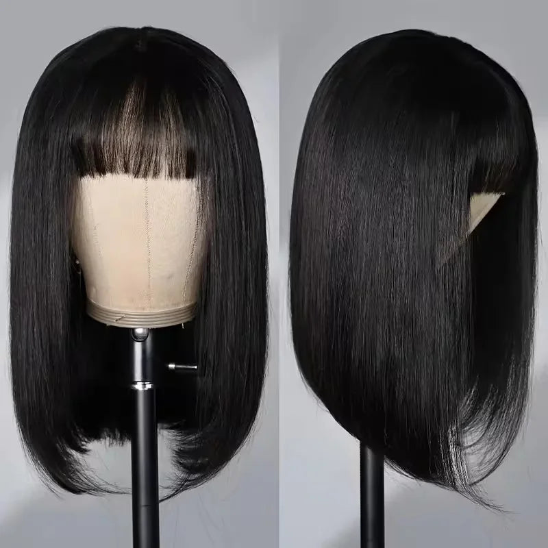 Curly Bob Wig with Bangs – 3x1 Lace Front, 200% Density