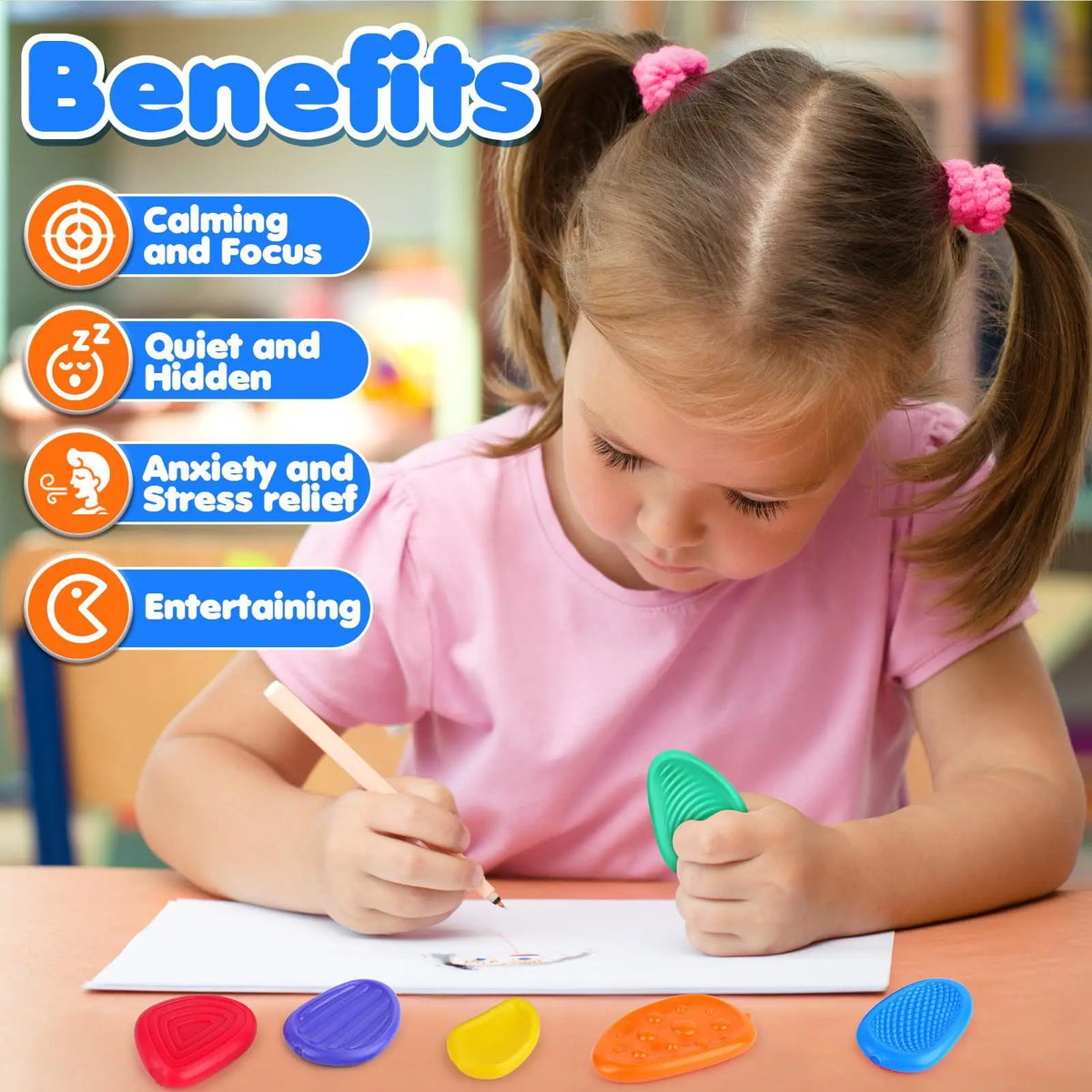 Sensory Fidget Stones 6-Pack – Calming Texture Toys for Kids