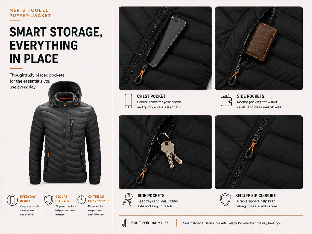 Men's Lightweight Hooded Puffer Jacket